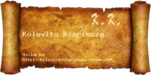 Kolovits Klarissza névjegykártya